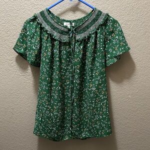 Max Studio Green Floral Blouse